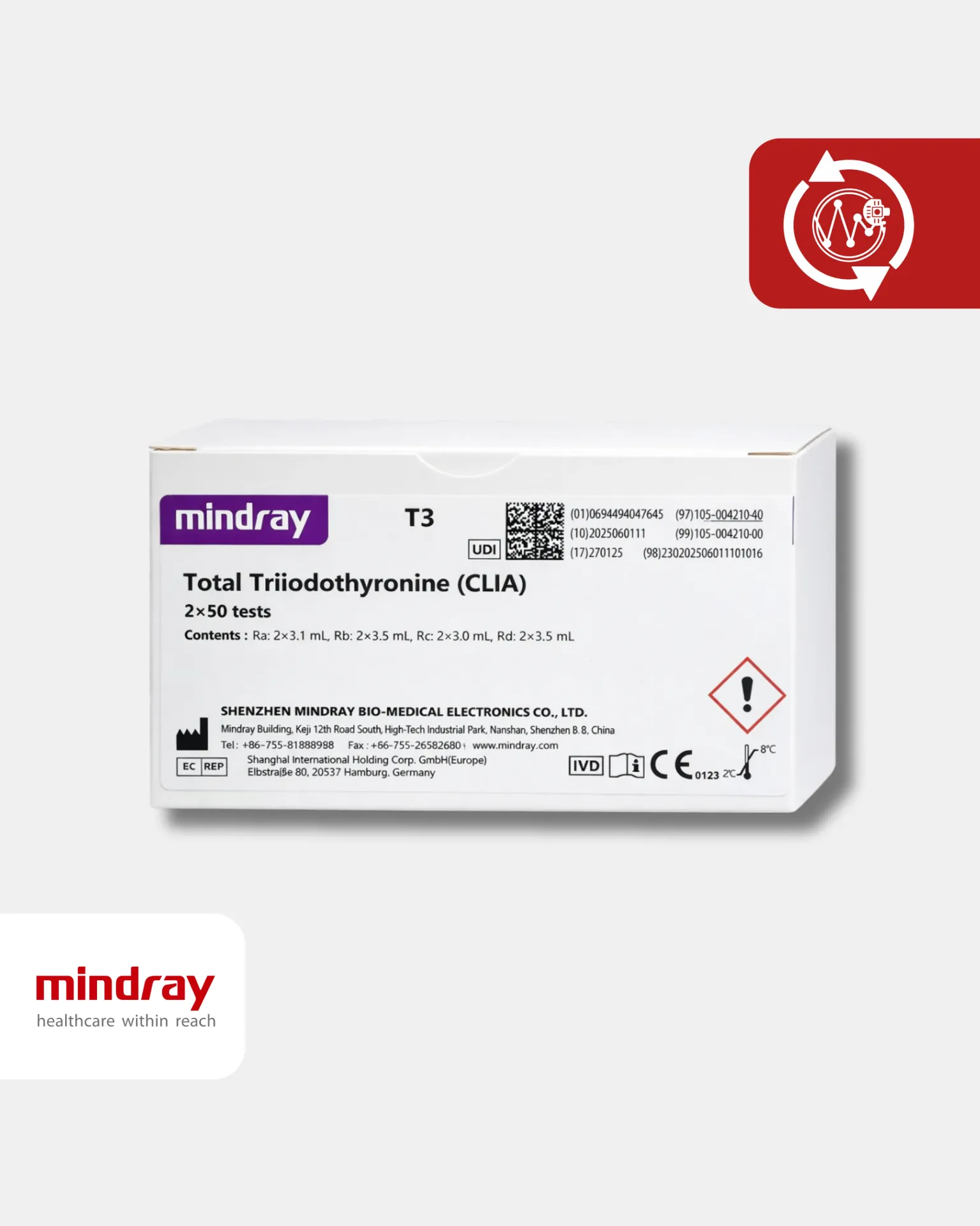 T3 Total Triiodothyronine (CLIA) 2*50T | TECNOLAB